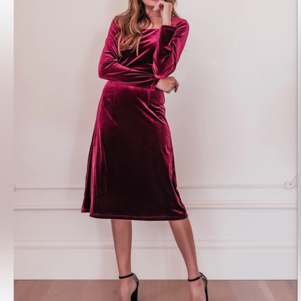 Jessakae wonder dress long sleeve velvet burgundy 6X NWT